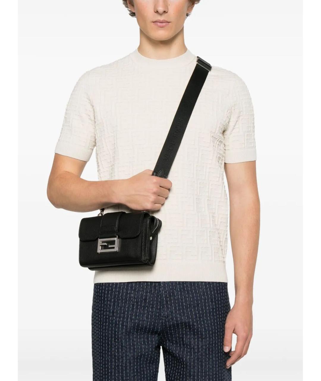 FENDI Черная кожаная сумка на плечо, фото 2