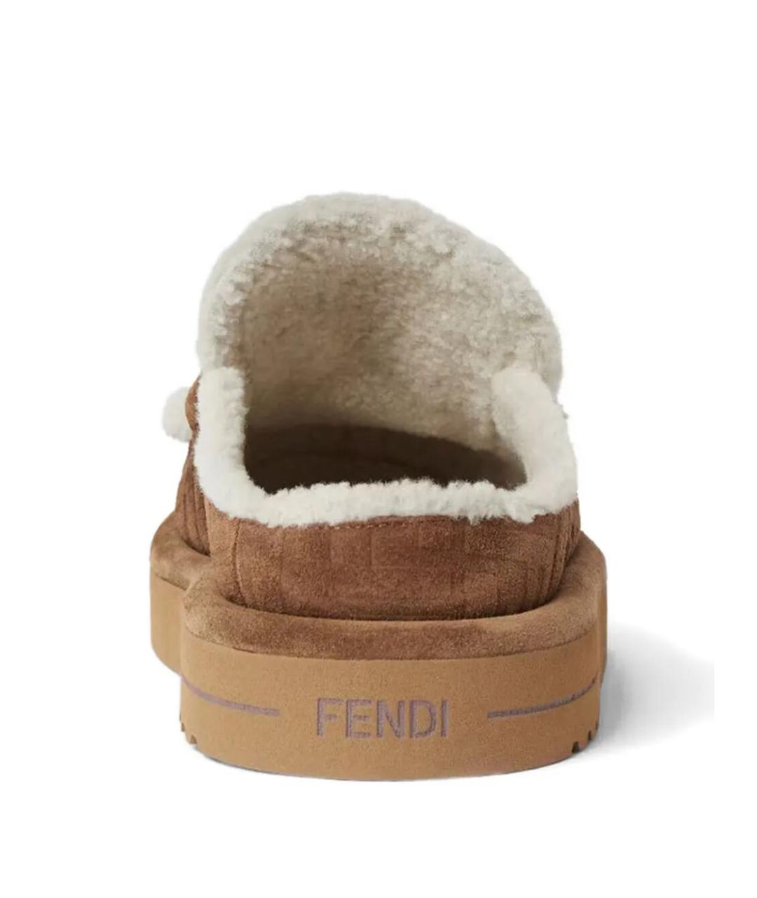 FENDI Коричневые замшевые сабо, фото 5