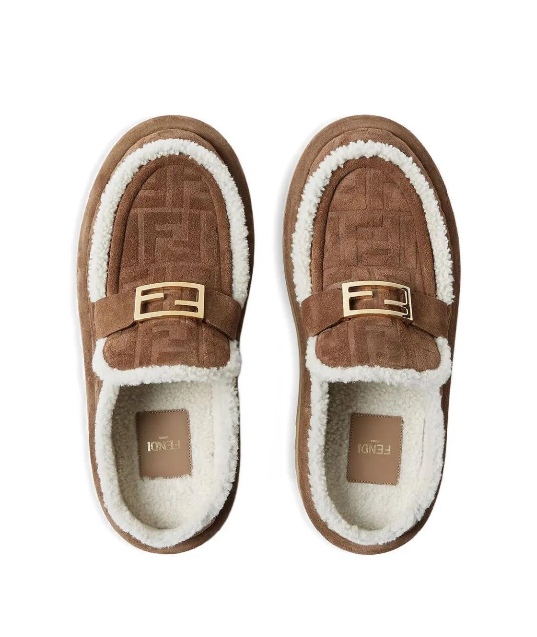 FENDI Коричневые замшевые сабо, фото 3