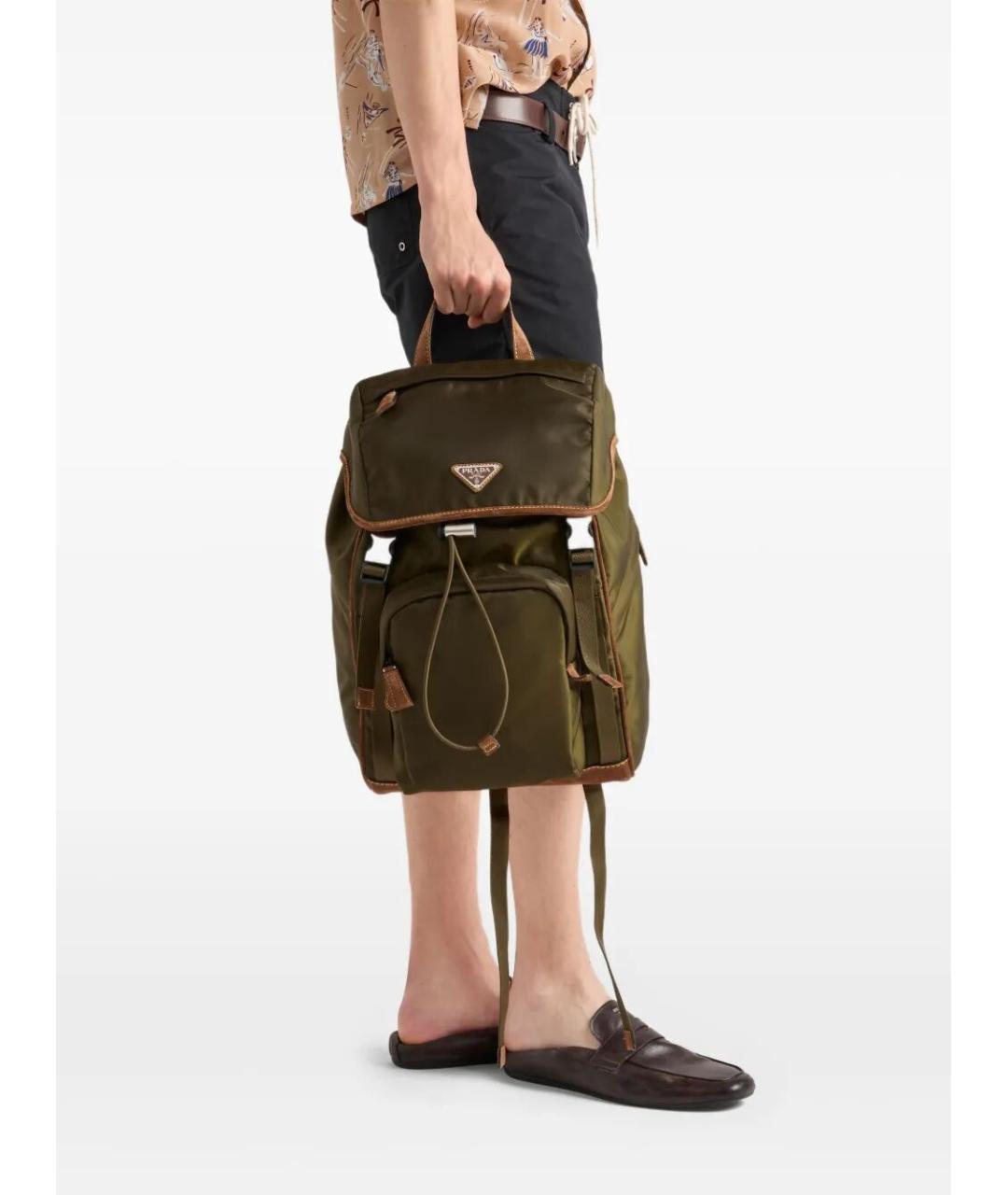 PRADA Хаки синтетический рюкзак, фото 5