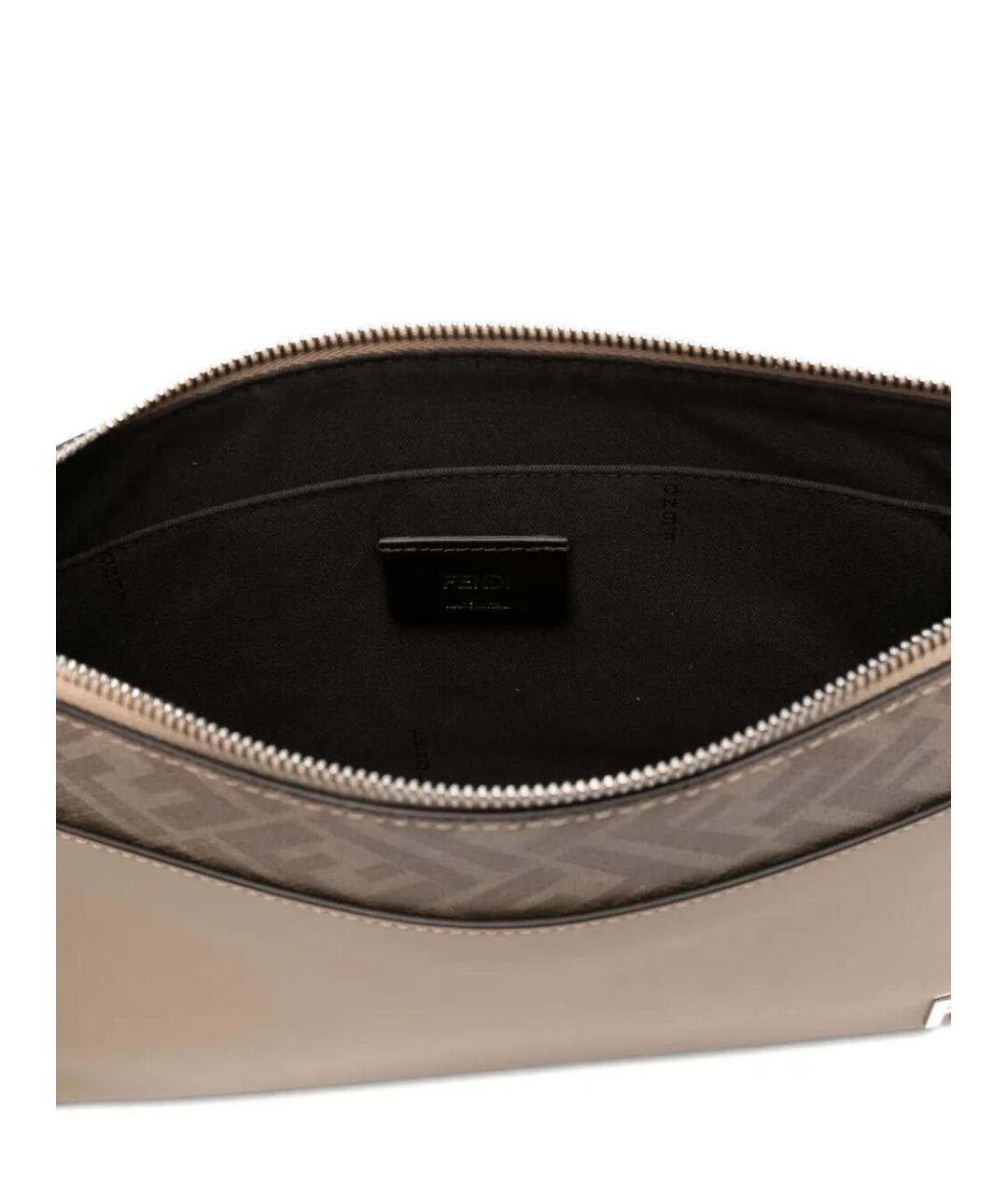 FENDI Бежевая кожаная папка для документов, фото 3