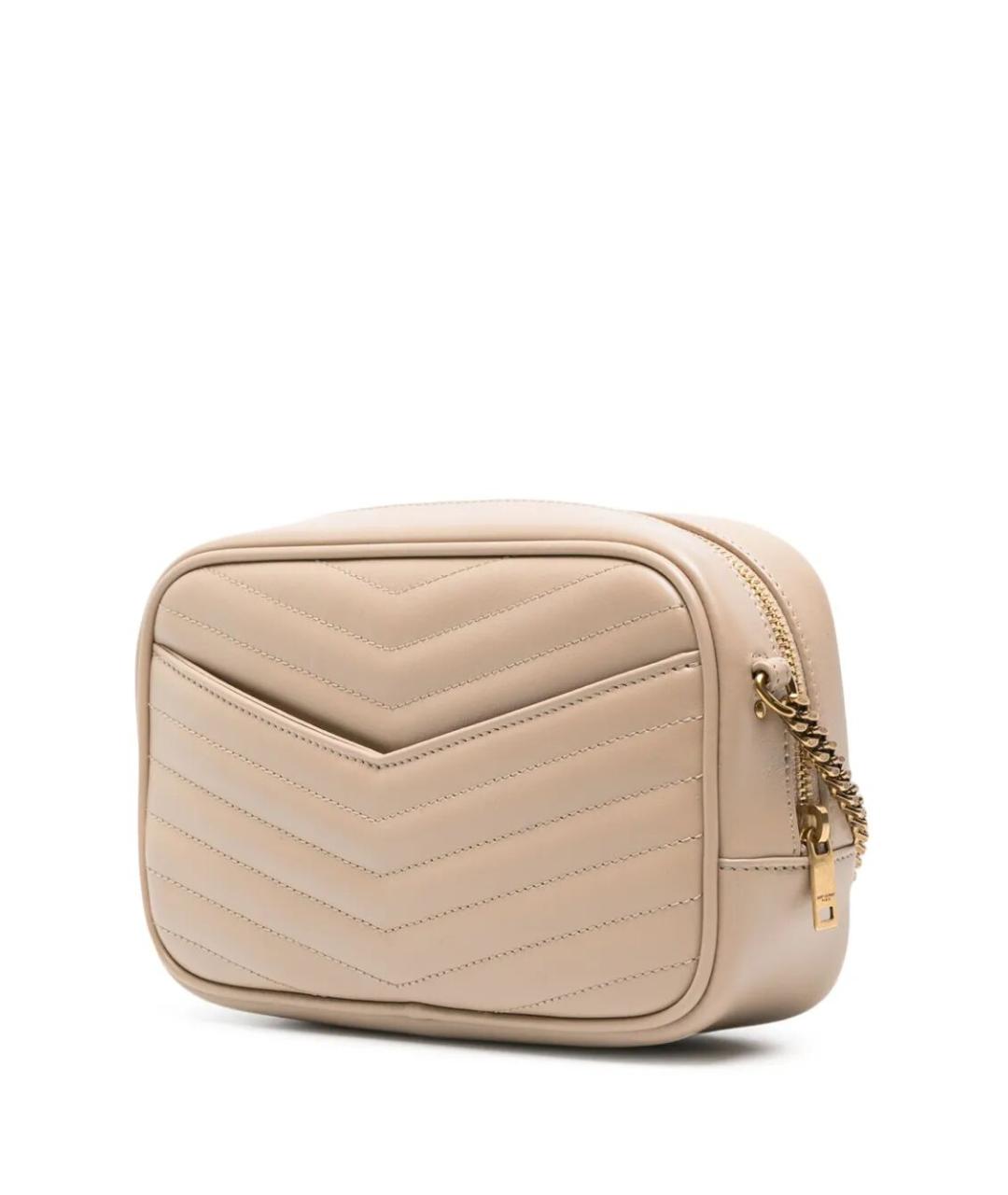 SAINT LAURENT Бежевая кожаная сумка через плечо, фото 2