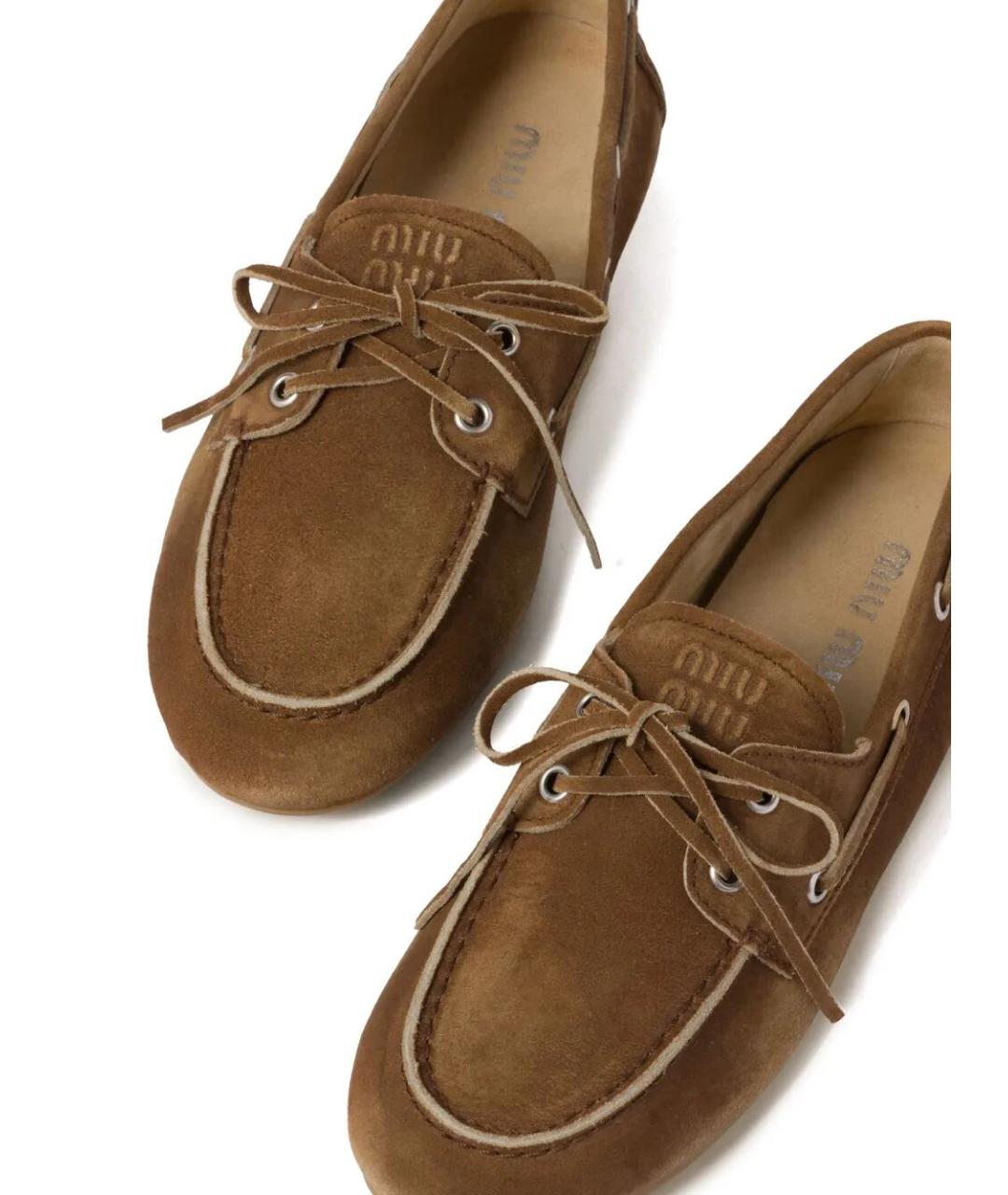 MIU MIU Коричневые замшевые лоферы, фото 2