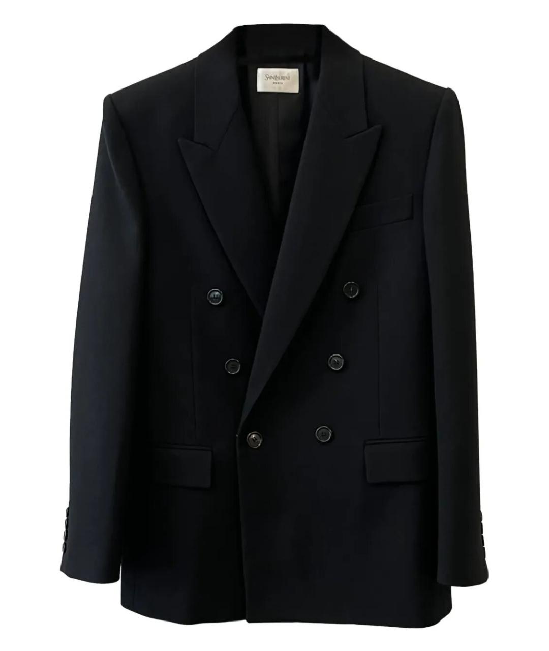 SAINT LAURENT Черный шерстяной жакет/пиджак, фото 1