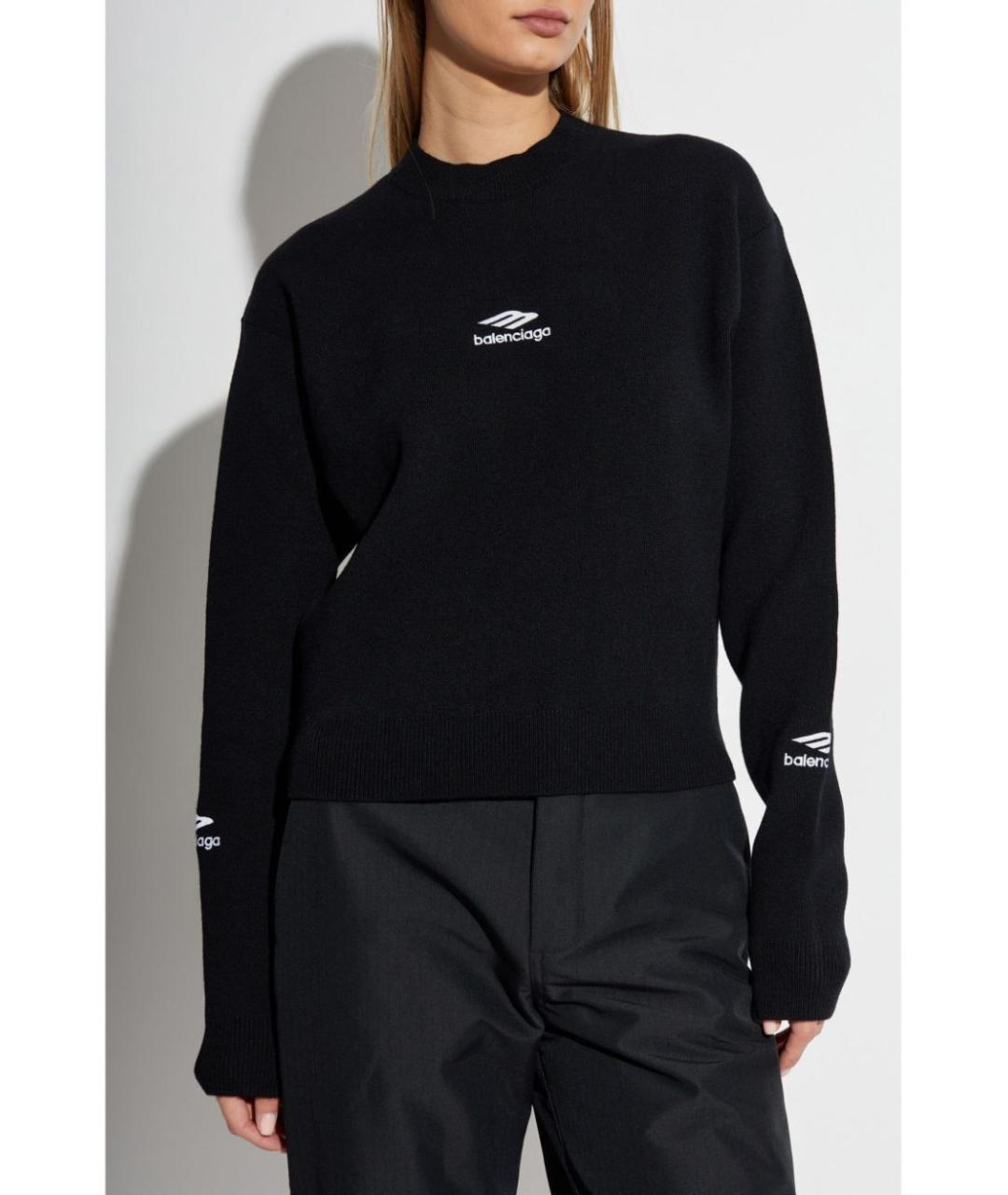 BALENCIAGA Черный шерстяной джемпер / свитер, фото 4