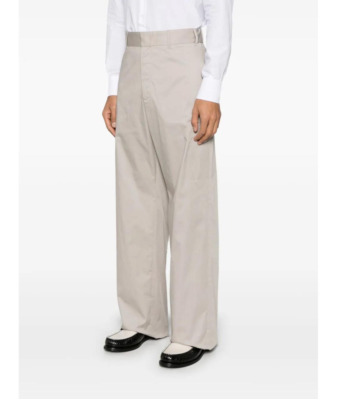 FENDI Бежевые хлопко-эластановые повседневные брюки, фото 2