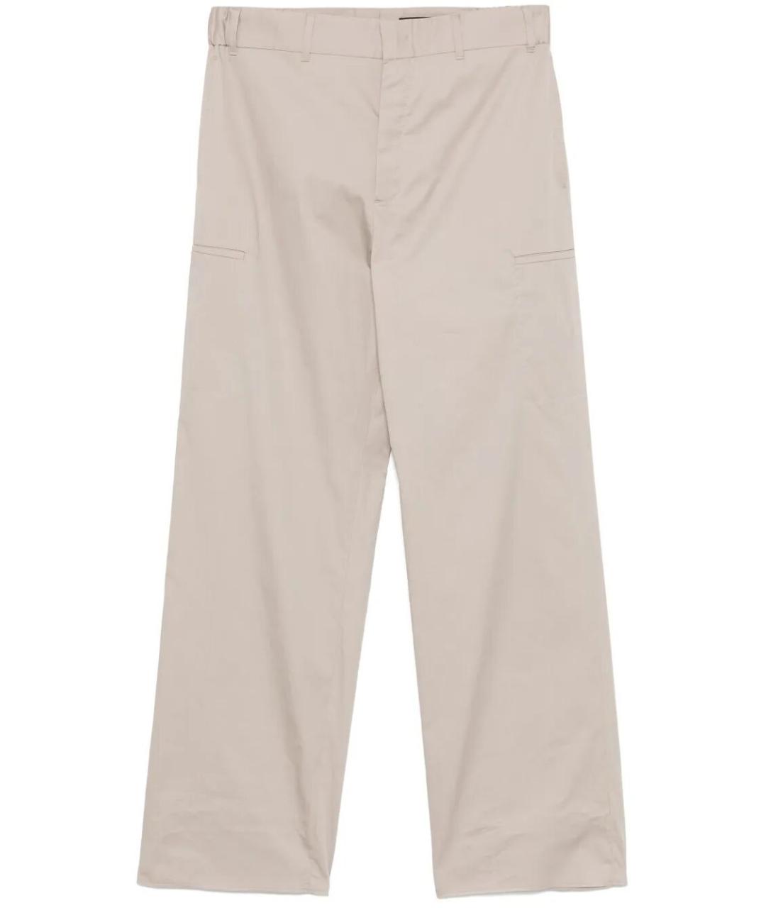 FENDI Бежевые хлопко-эластановые повседневные брюки, фото 1