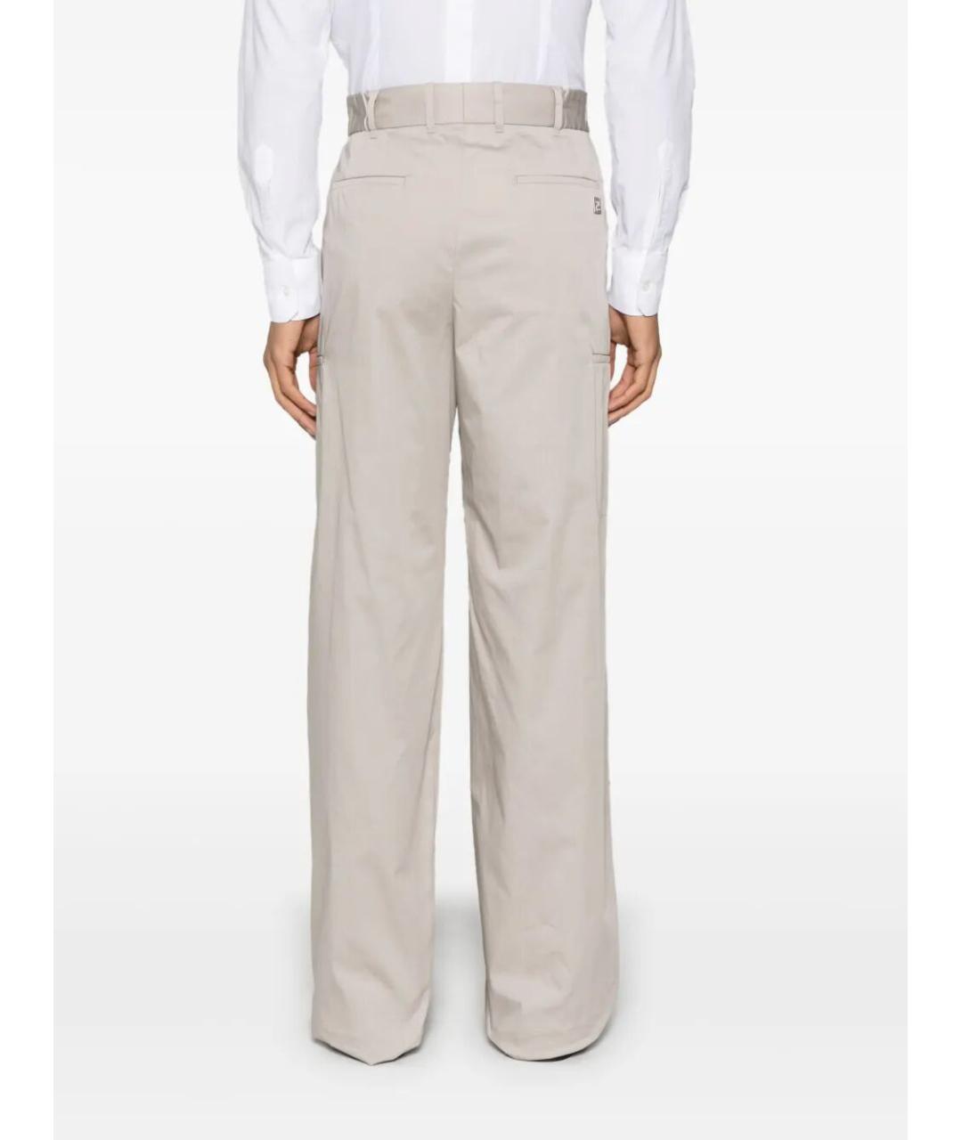 FENDI Бежевые хлопко-эластановые повседневные брюки, фото 3