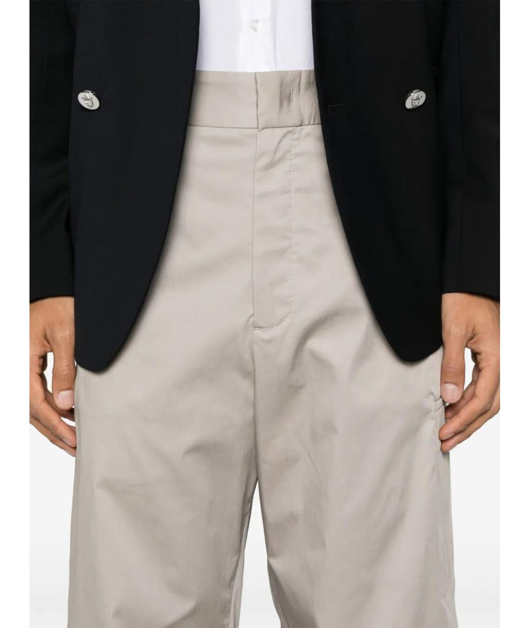 FENDI Бежевые хлопко-эластановые повседневные брюки, фото 4