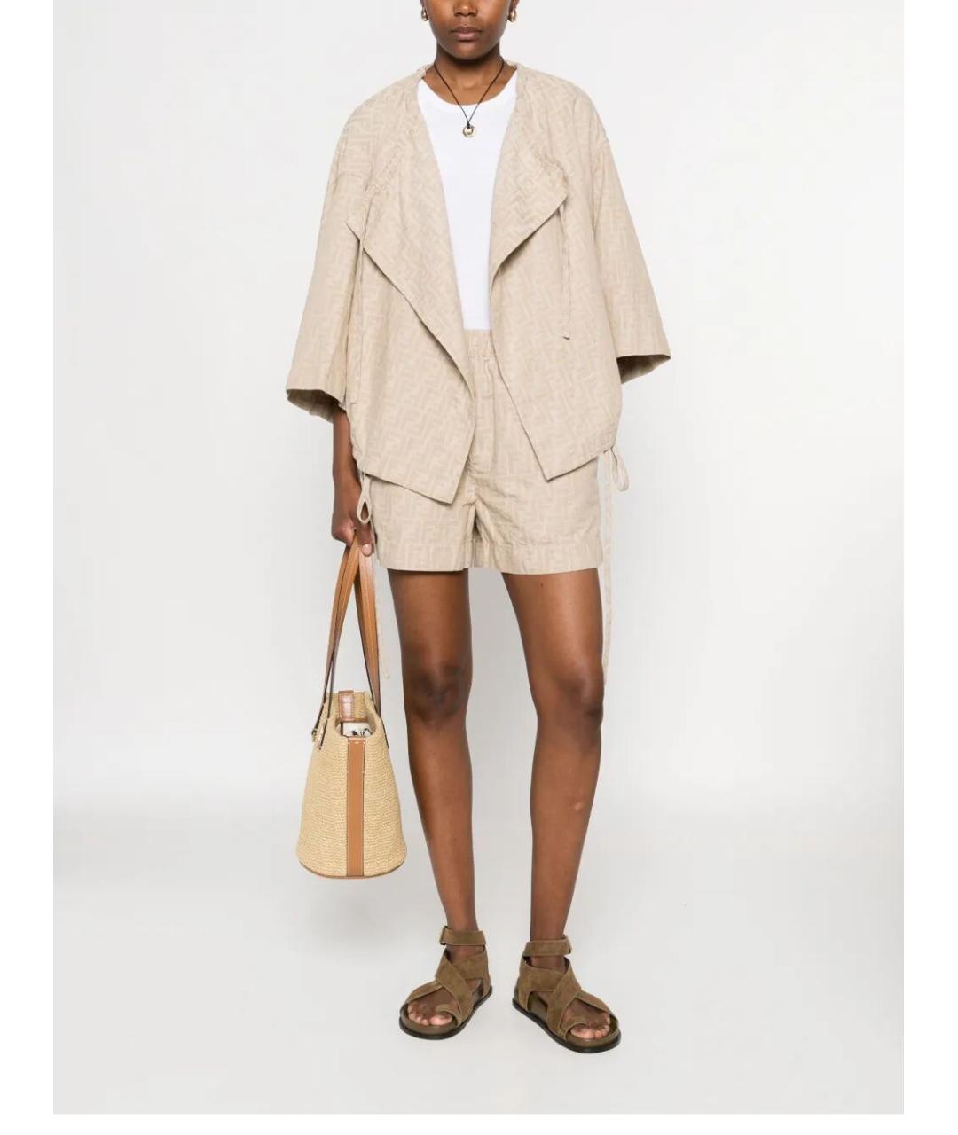 FENDI Бежевые хлопковые шорты, фото 2