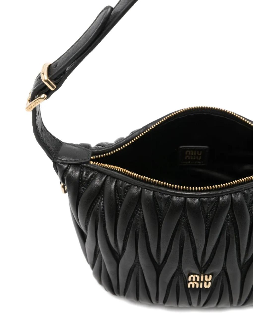 MIU MIU Черная кожаная сумка через плечо, фото 4