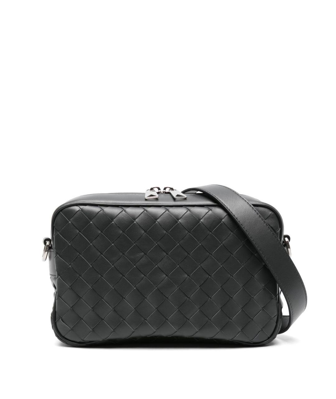 BOTTEGA VENETA Антрацитовая кожаная сумка на плечо, фото 1