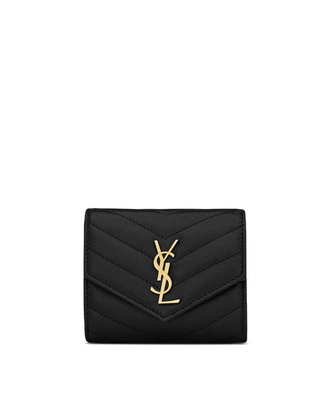 SAINT LAURENT Черный кожаный кошелек, фото 1