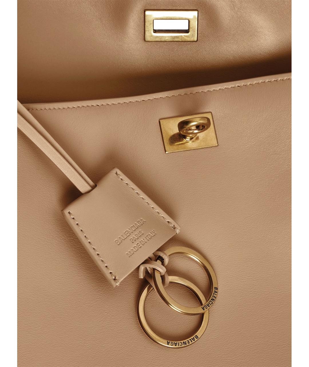 BALENCIAGA Бежевая кожаная сумка тоут, фото 8