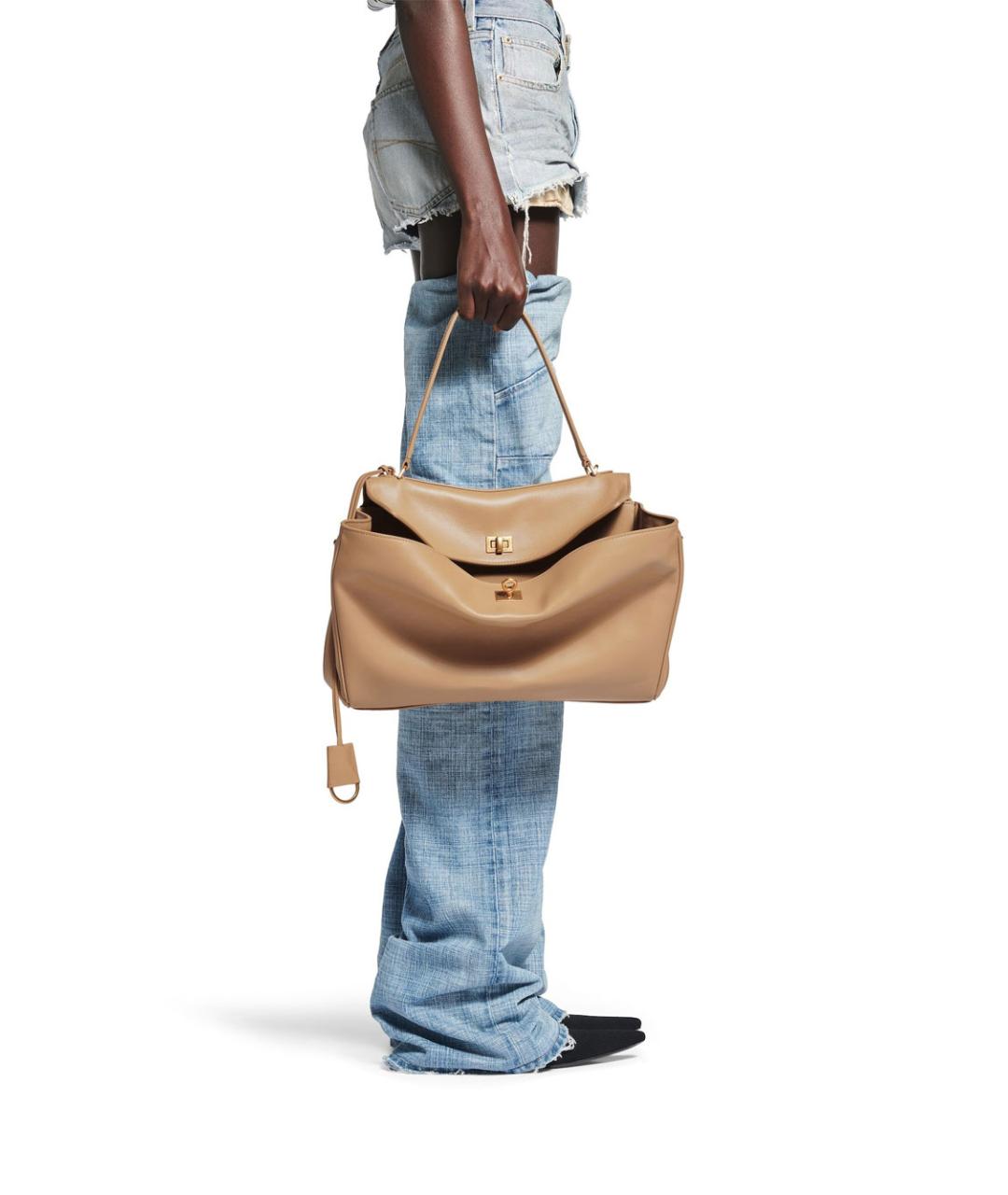 BALENCIAGA Бежевая кожаная сумка тоут, фото 2