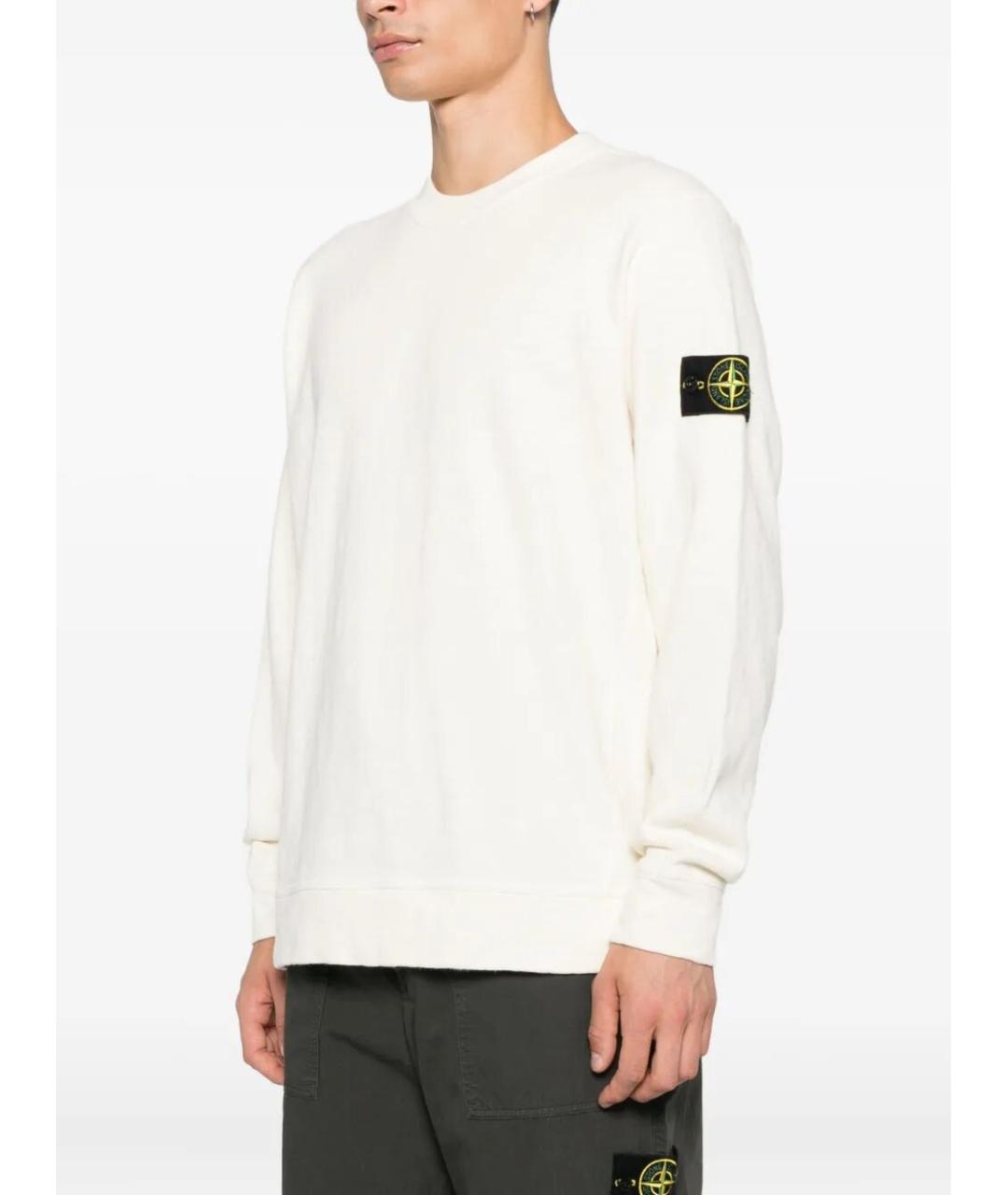 STONE ISLAND Белый хлопковый джемпер / свитер, фото 2