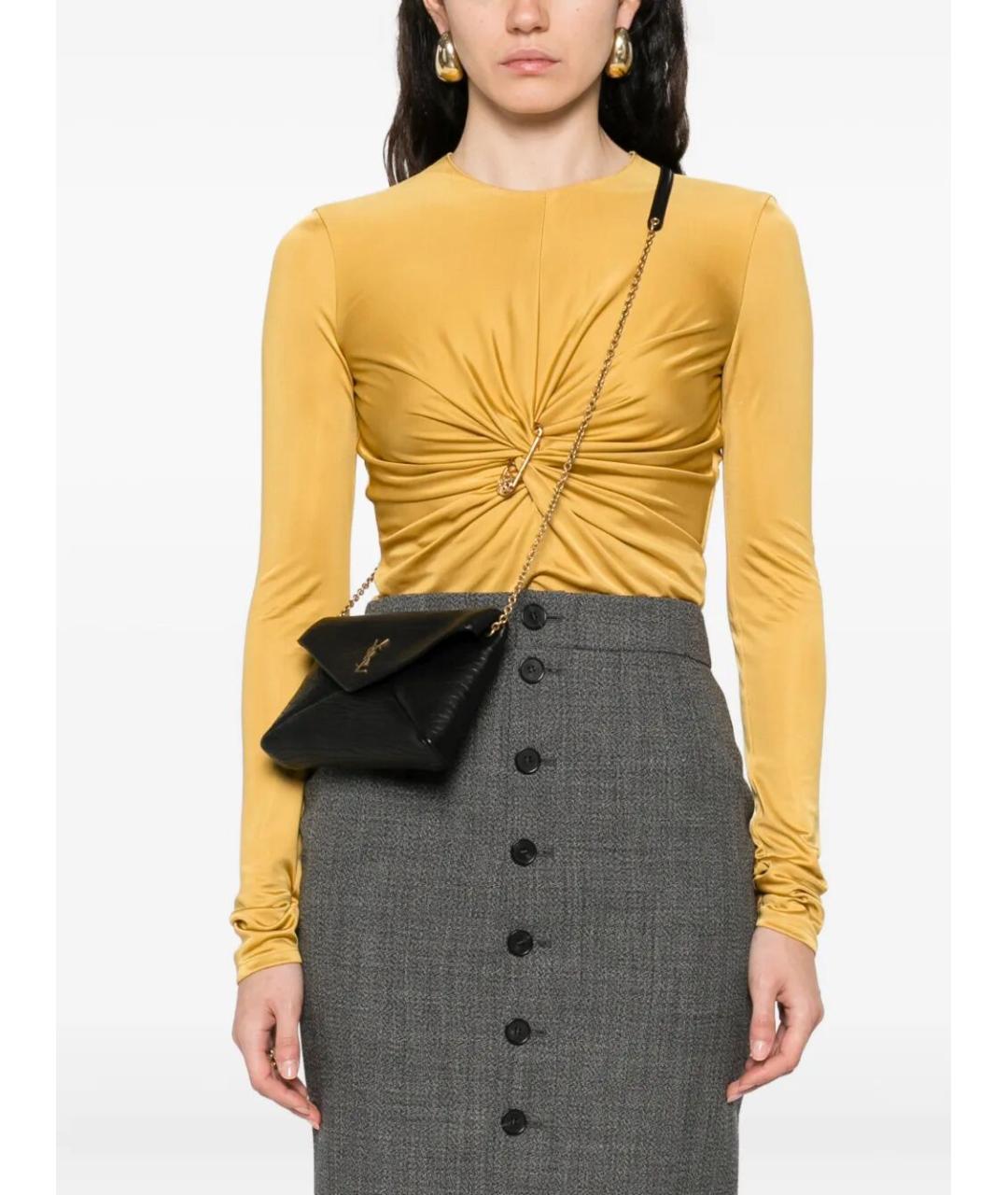 SAINT LAURENT Черная кожаная сумка через плечо, фото 2