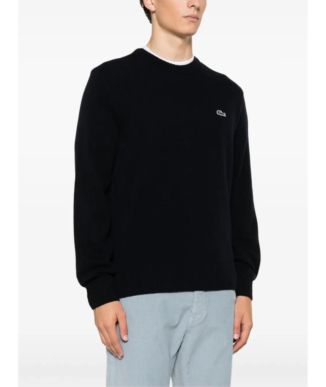LACOSTE Темно-синий шерстяной джемпер / свитер, фото 2