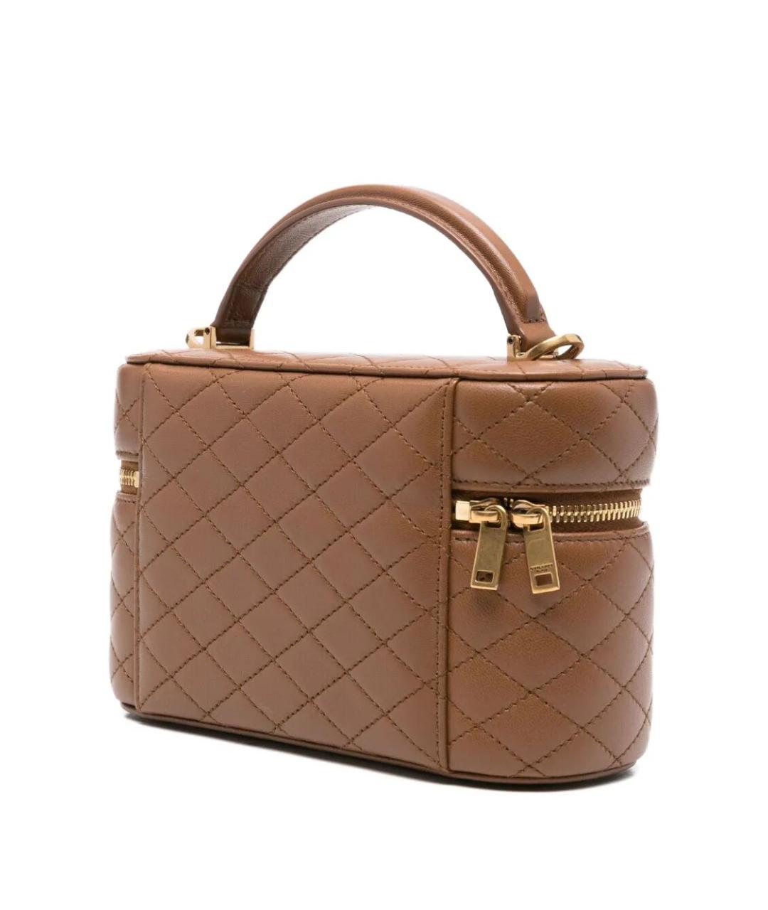 SAINT LAURENT Коричневая кожаная сумка через плечо, фото 3