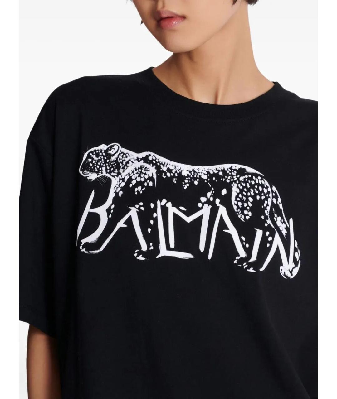 BALMAIN Черная хлопковая футболка, фото 4
