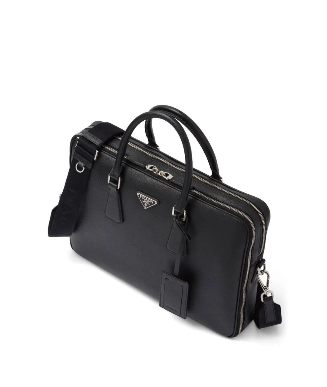 PRADA Черный кожаный портфель, фото 3
