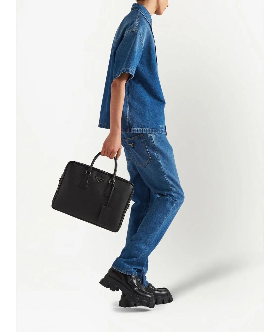 PRADA Черный кожаный портфель, фото 2