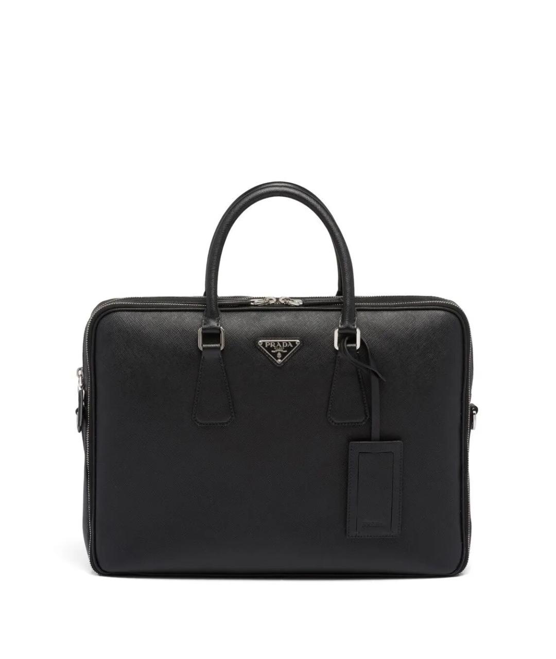 PRADA Черный кожаный портфель, фото 1