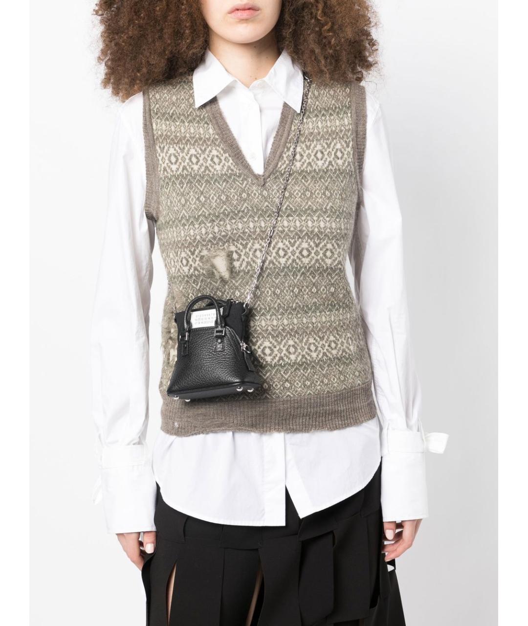 MAISON MARGIELA Черная кожаная сумка через плечо, фото 3