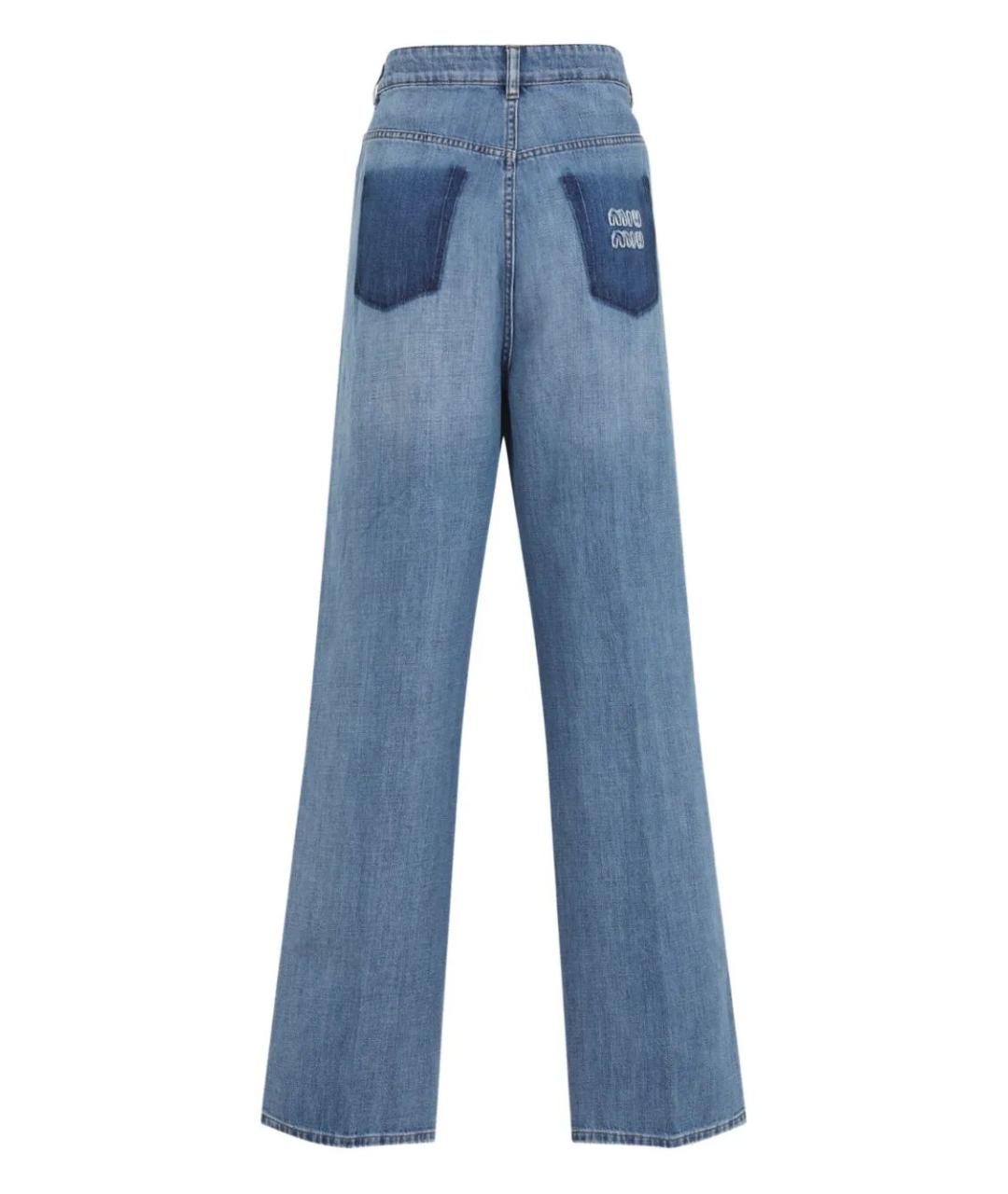 MIU MIU Голубые хлопковые прямые джинсы, фото 2