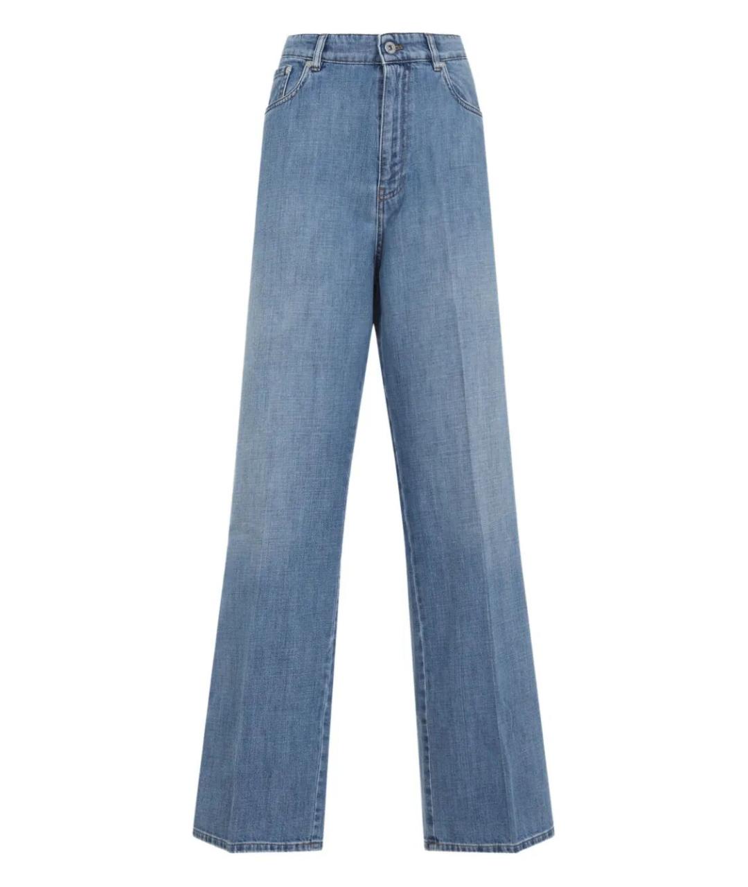 MIU MIU Голубые хлопковые прямые джинсы, фото 1