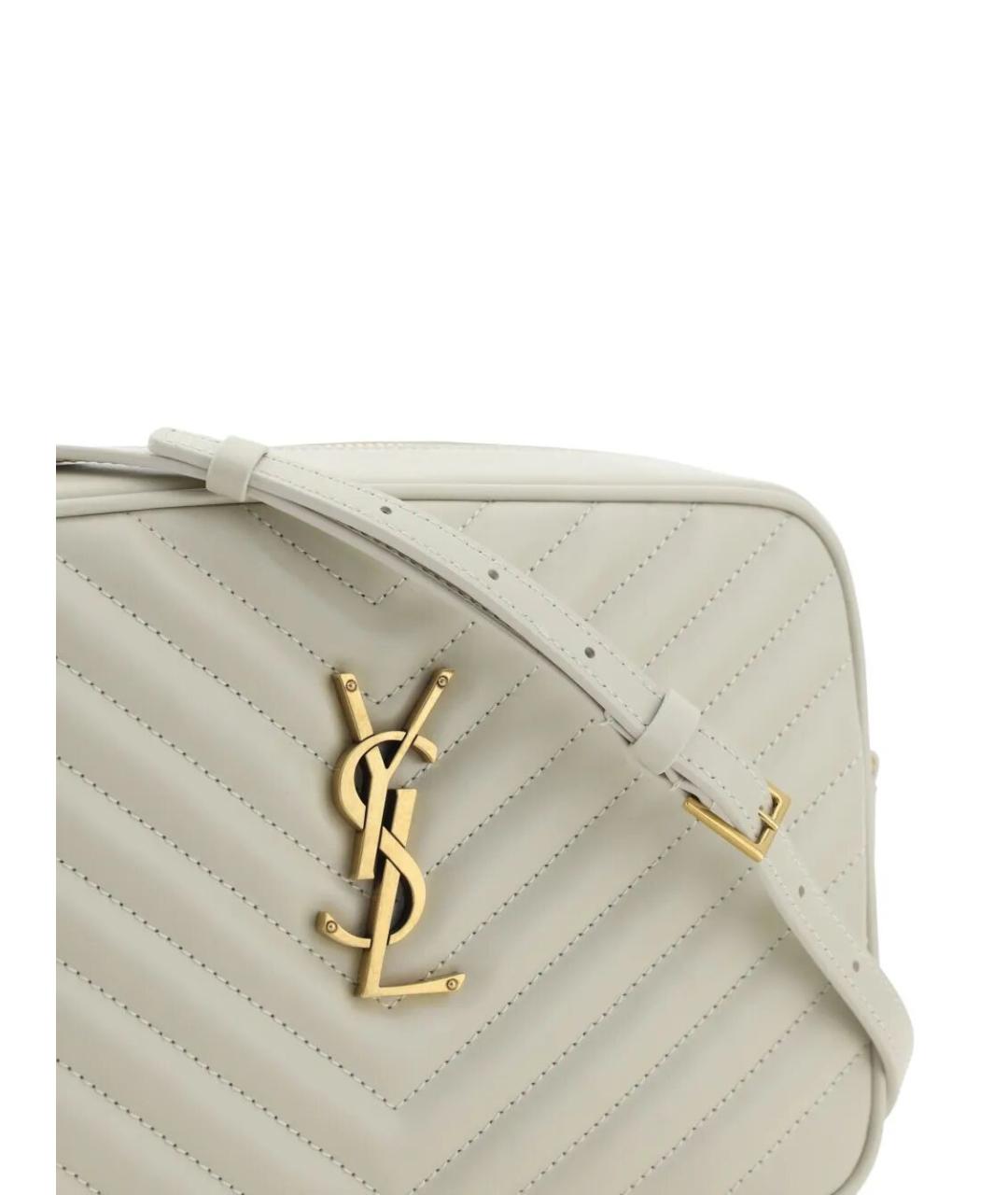 SAINT LAURENT Белая кожаная сумка через плечо, фото 4
