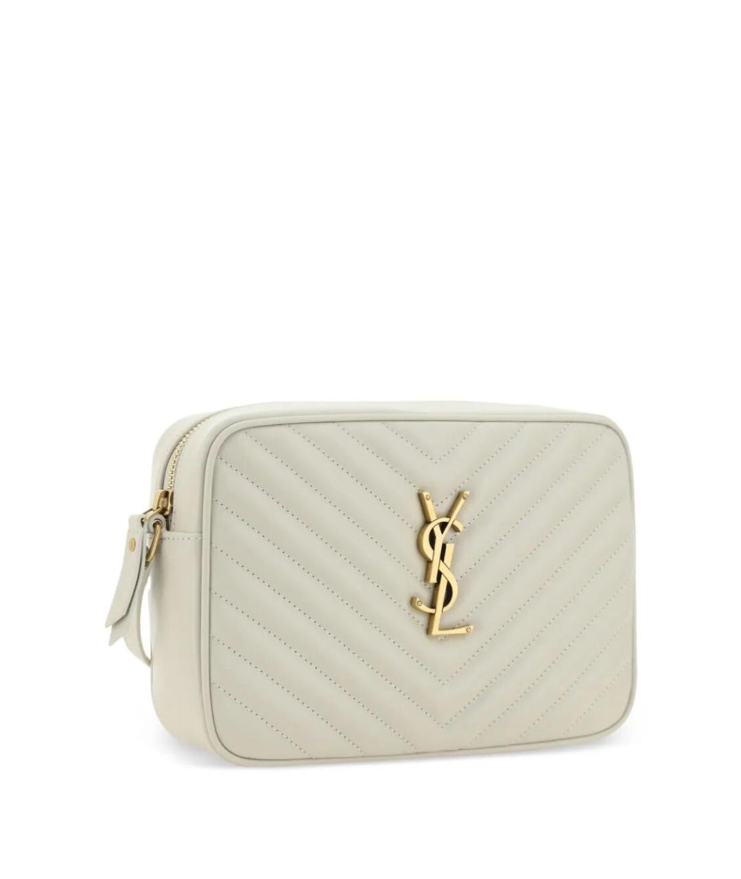 SAINT LAURENT Белая кожаная сумка через плечо, фото 3