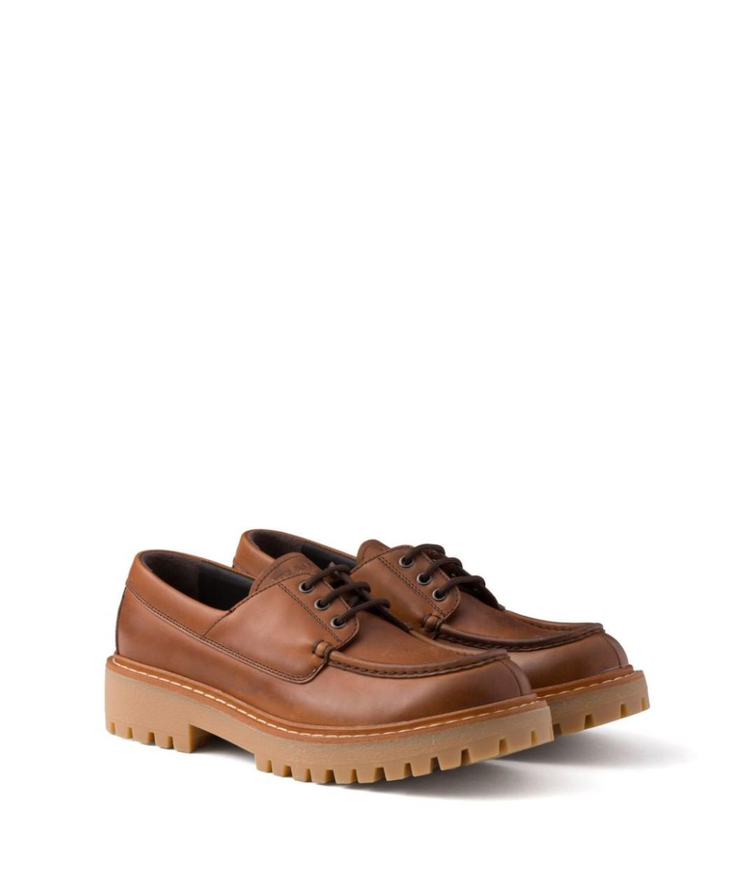 PRADA Коричневые кожаные лоферы, фото 2