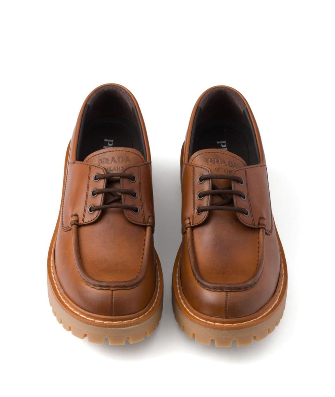 PRADA Коричневые кожаные лоферы, фото 4