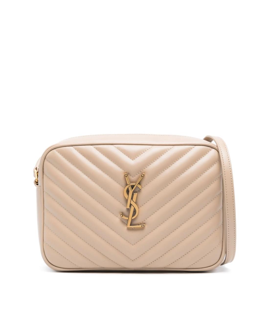 SAINT LAURENT Бежевая кожаная сумка через плечо, фото 1