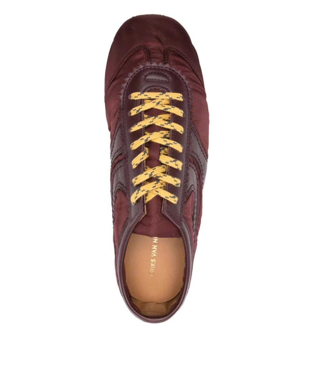 DRIES VAN NOTEN Бордовые текстильные кроссовки, фото 4