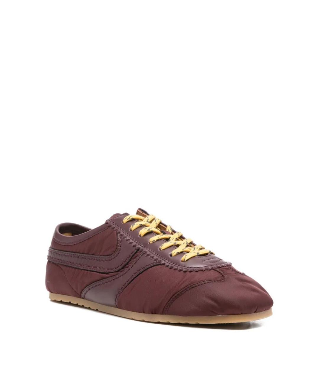 DRIES VAN NOTEN Бордовые текстильные кроссовки, фото 2