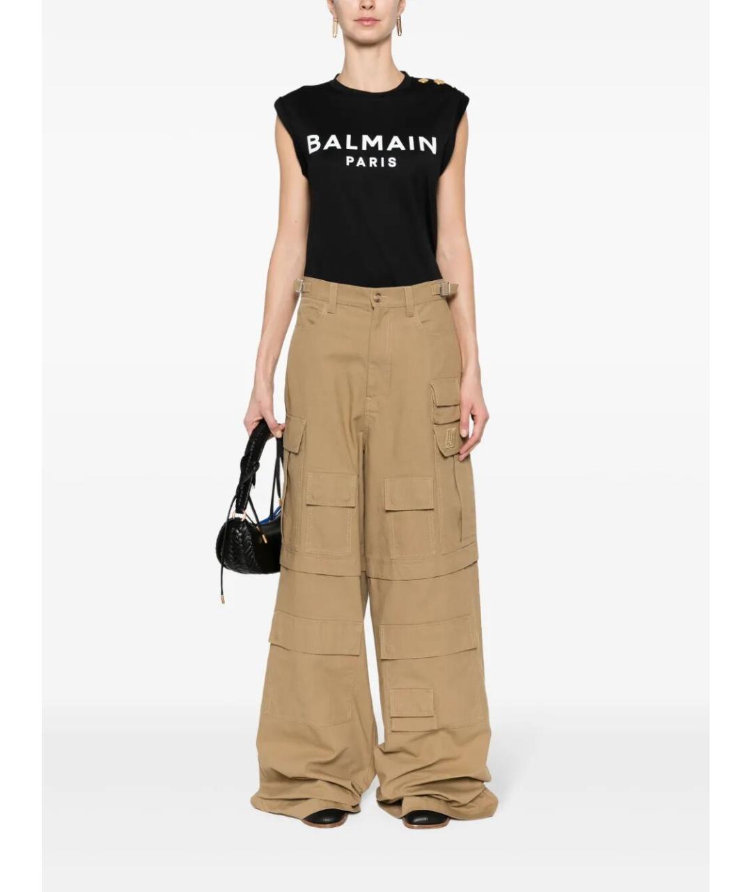 BALMAIN Черная хлопковая футболка, фото 4