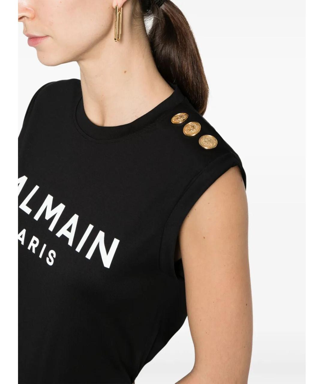 BALMAIN Черная хлопковая футболка, фото 5