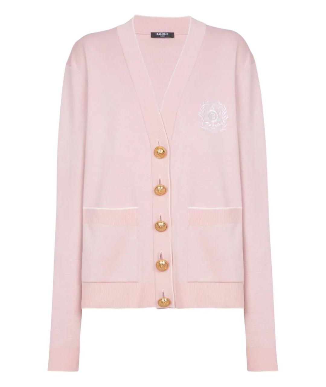 BALMAIN Розовый шелковый кардиган, фото 1