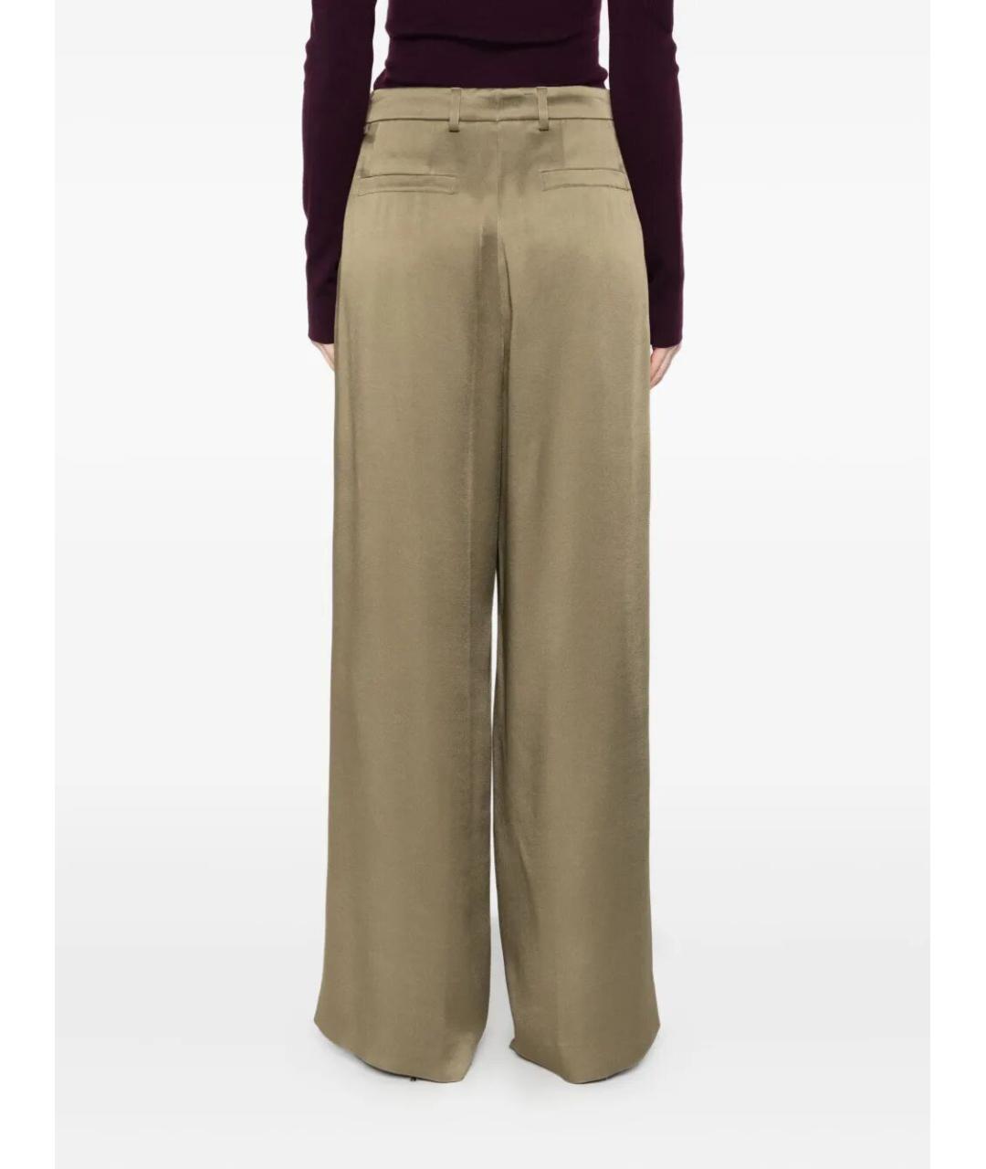 DRIES VAN NOTEN Хаки ацетатные брюки широкие, фото 3