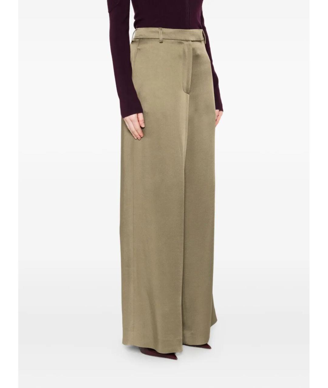 DRIES VAN NOTEN Хаки ацетатные брюки широкие, фото 4