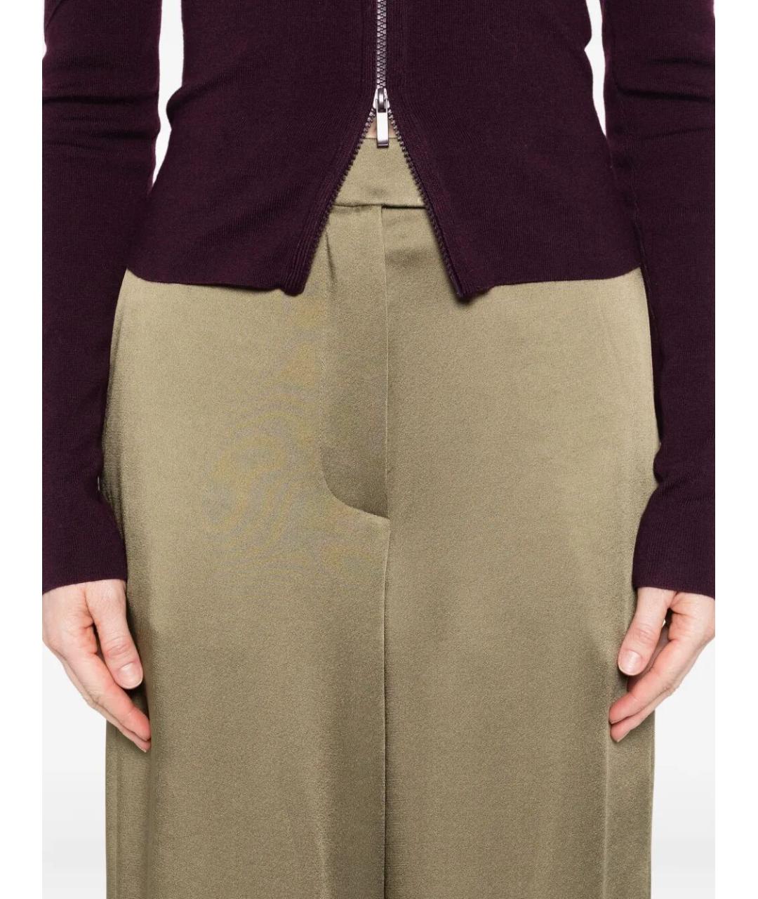 DRIES VAN NOTEN Хаки ацетатные брюки широкие, фото 5