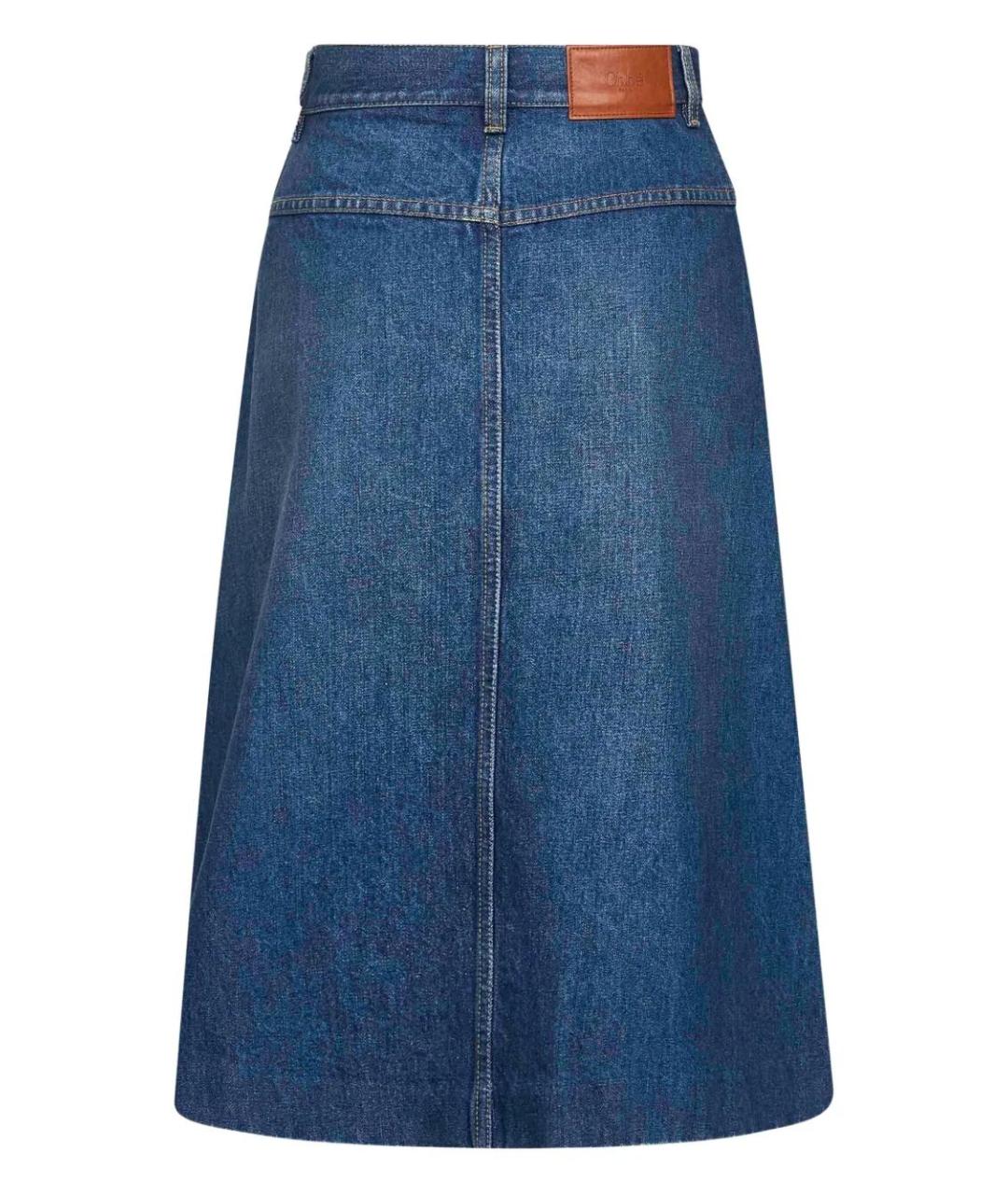 CHLOE Синяя хлопковая юбка миди, фото 2