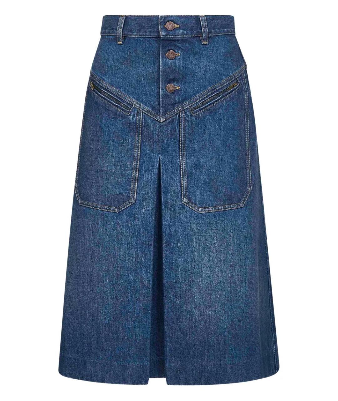 CHLOE Синяя хлопковая юбка миди, фото 1