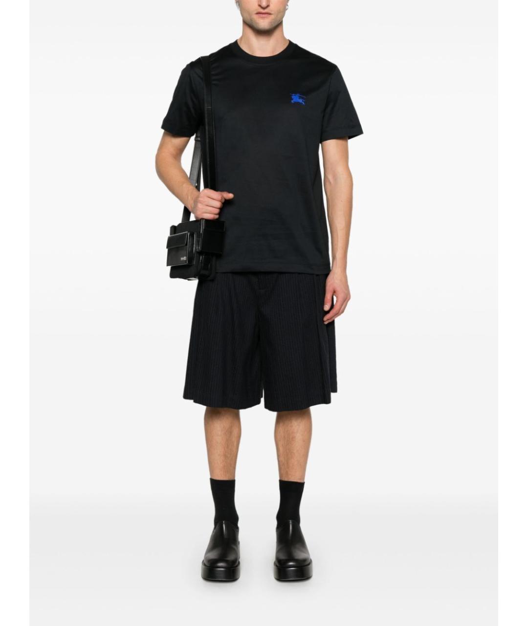 BURBERRY Черная хлопковая футболка, фото 2