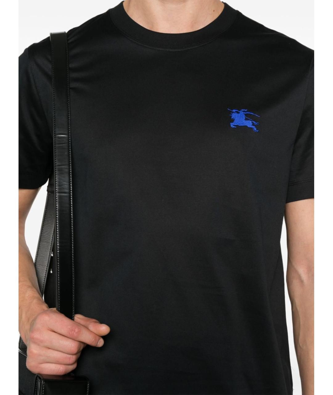 BURBERRY Черная хлопковая футболка, фото 3