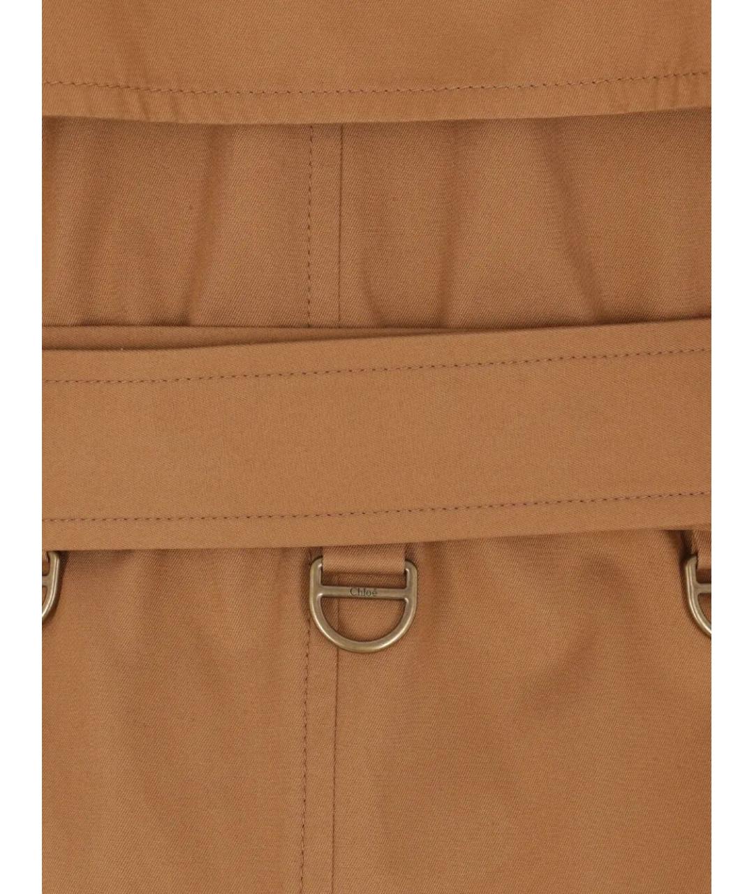 CHLOE Коричневый хлопковый тренч/плащ, фото 3