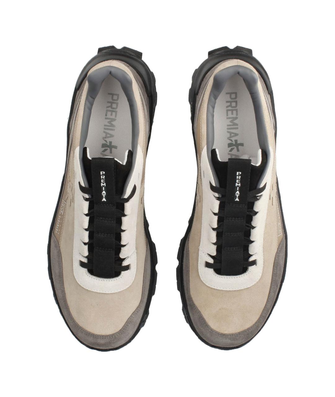 PREMIATA Бежевые кожаные низкие кроссовки / кеды, фото 5