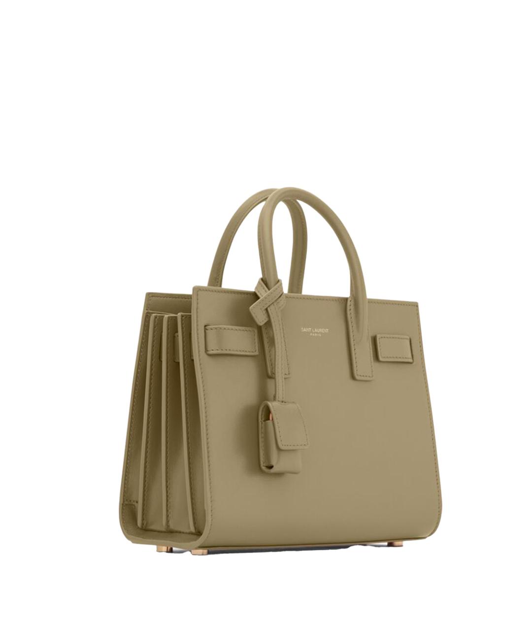 SAINT LAURENT Зеленая кожаная сумка тоут, фото 3